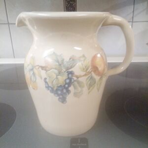 Marshall Cream Ceramic Pitcher with Fruit Motif